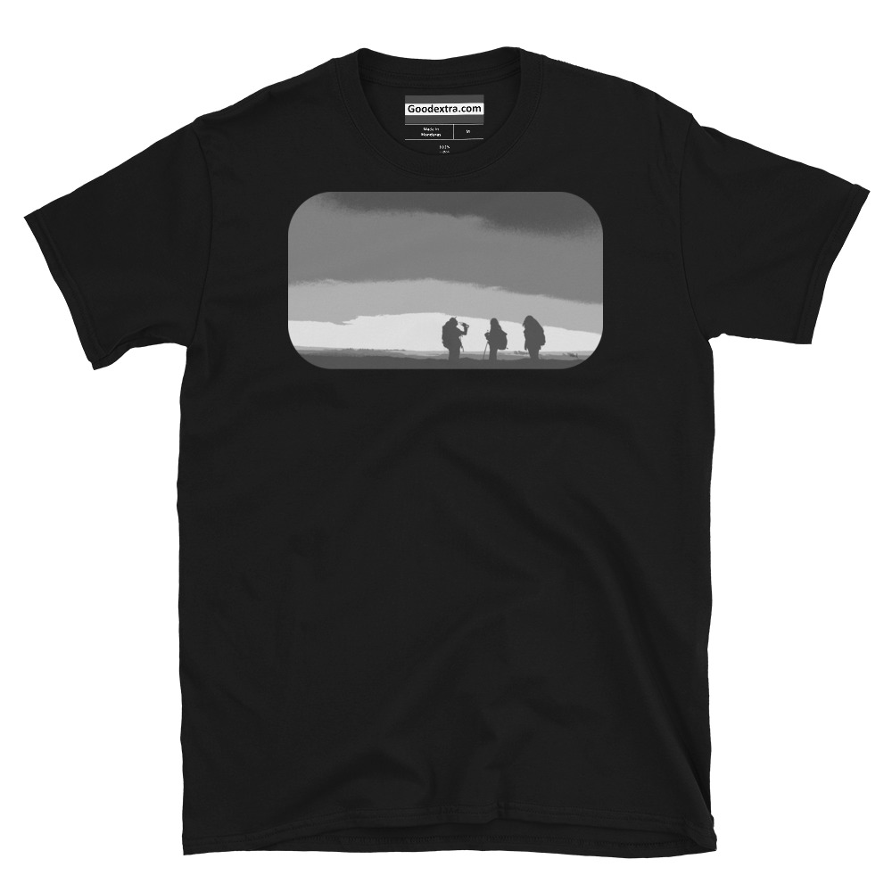 Hiking & Nature T-shirt – Three Hikers, One Drinking Water – (#4004) Hiking & Nature T-shirt – Three Hikers, One Drinking Water – (#4004)