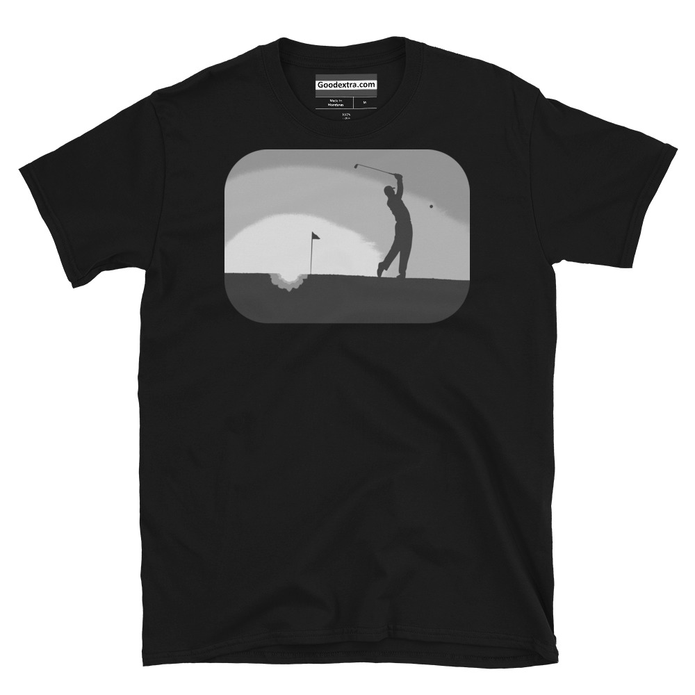 Golf T-shirt – Playing at Sunset – (#4615) Golf T-shirt – Playing at Sunset – (#4615)