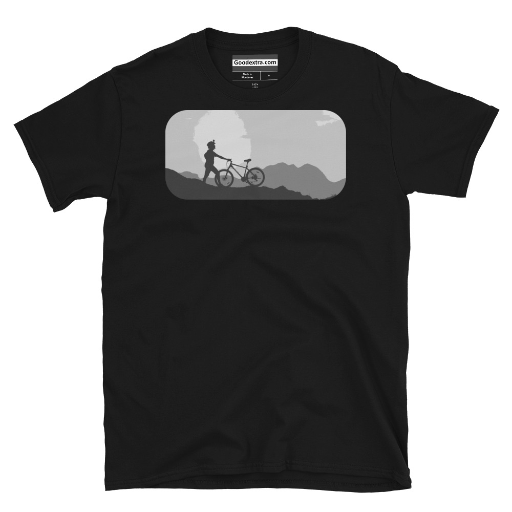 Biking & Cycling T-shirt – On Top of a Mountain at Sunset – (#2799)