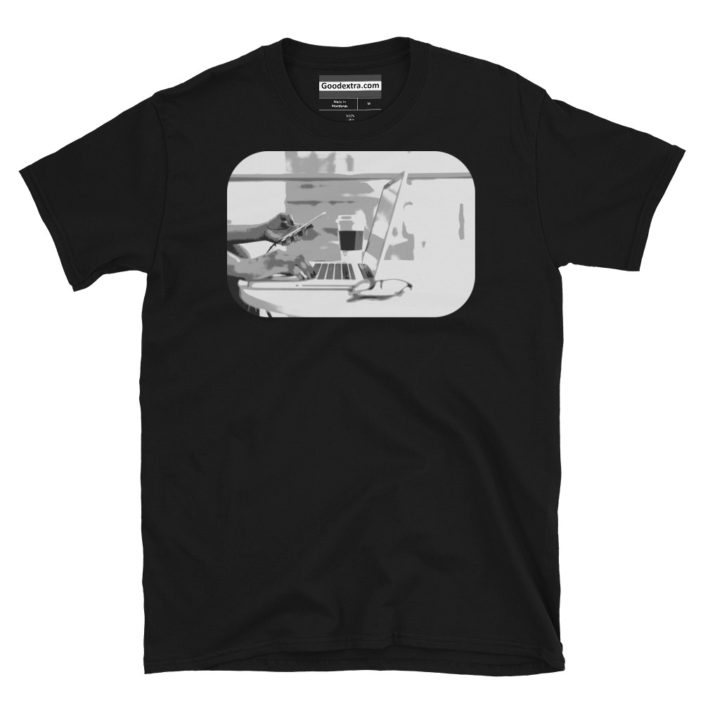 Computer T-shirt – Phone, Laptop, Glasses, Coffee – (#2434) Computer T-shirt – Phone, Laptop, Glasses, Coffee – (#2434)