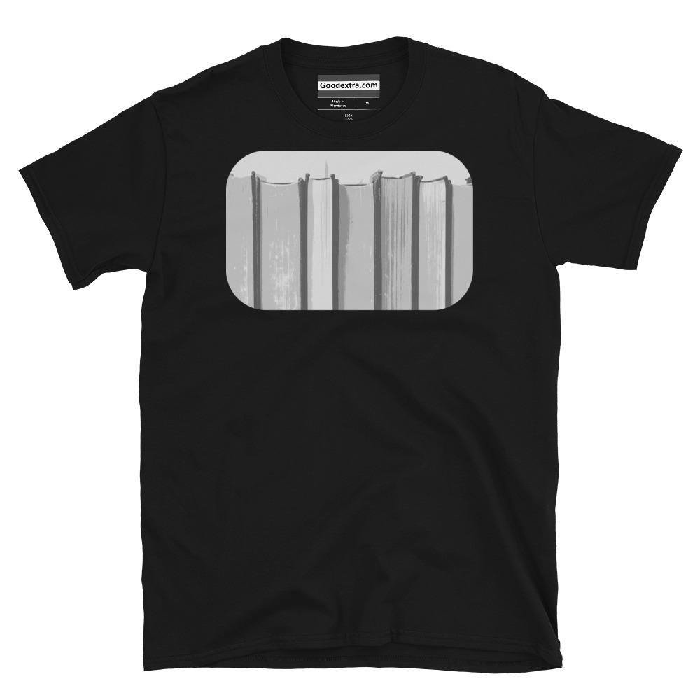 Book T-shirt – Close-up of Shelved Books – (#8745)