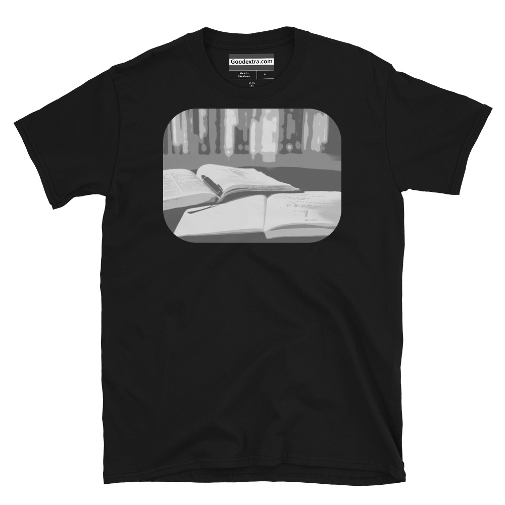 Book T-shirt – Pen and Open Books – (#6582)