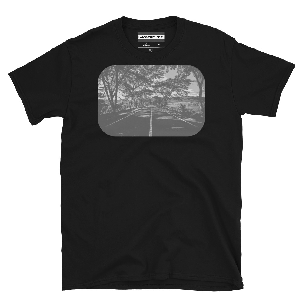 Travel & Transportation T-shirt – Long Road Under the Trees – (#2129)